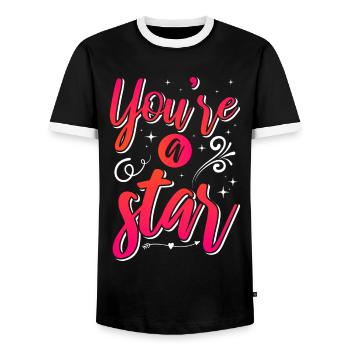 Soyez vous-même ! Confiance en soi, pensée positive, motivation - T-shirt contrasté Homme - noir/blanc - Devant - AI Model Female 172 light (172cm) & AI Model Male 178 light (178cm)