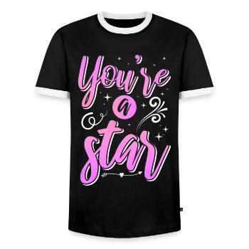 Soyez vous-même ! Confiance en soi, pensée positive, motivation - T-shirt contrasté Homme - noir/blanc - Devant - AI Model Female 172 light (172cm) & AI Model Male 178 light (178cm)