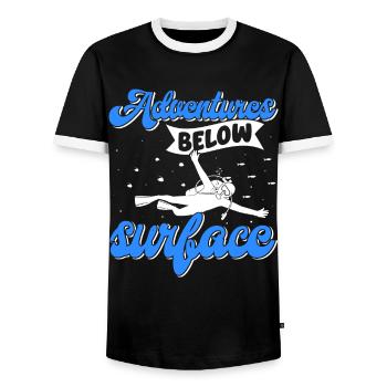 Plongée sous-marine, Plongée sous-marine, Vacances en mer - T-shirt contrasté Homme - noir/blanc - Devant - AI Model Female 172 light (172cm) & AI Model Male 178 light (178cm)