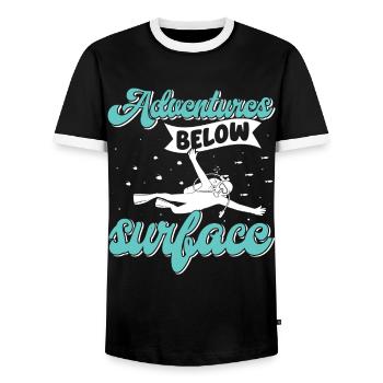 Plongée sous-marine, Plongée sous-marine, Vacances en mer - T-shirt contrasté Homme - noir/blanc - Devant - AI Model Female 172 light (172cm) & AI Model Male 178 light (178cm)