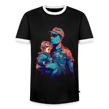 Jour des anciens combattants Papa Grand-père Anciens combattants - T-shirt contrasté Homme - noir/blanc - Devant - AI Model Female 172 light (172cm) & AI Model Male 178 light (178cm)