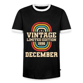 27th birthday December vintage 1996 vintage - Men's Ringer Shirt - black/white - Front - AI Model Female 172 light (172cm) & AI Model Male 178 light (178cm)