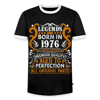 Les légendes sont nées en 1976 cadeau d’anniversaire-1976 - T-shirt contrasté Homme - noir/blanc - Devant - AI Model Female 172 light (172cm) & AI Model Male 178 light (178cm)