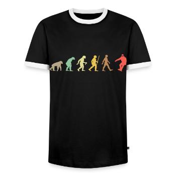 Snowboarden Retro Snowboard Evolution Snowboarder - Männer Kontrast-T-Shirt - Schwarz/Weiß - Vorne - AI Model Female 172 light (172cm) & AI Model Male 178 light (178cm)