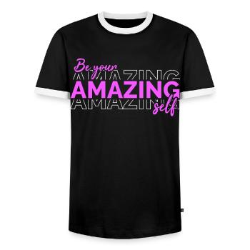 Soyez vous-même ! Confiance en soi, pensée positive, motivation - T-shirt contrasté Homme - noir/blanc - Devant - AI Model Female 172 light (172cm) & AI Model Male 178 light (178cm)