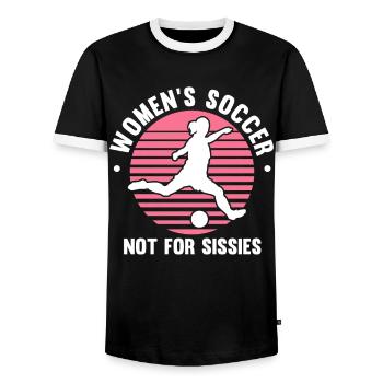 Frauenfußball, Fußball Frauen Soccer Damenfußball - Männer Kontrast-T-Shirt - Schwarz/Weiß - Vorne - AI Model Female 172 light (172cm) & AI Model Male 178 light (178cm)