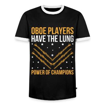 Oboe Player Oboe Basoonist Marching Band Instrumen - Men's Ringer Shirt - black/white - Front - AI Model Female 172 light (172cm) & AI Model Male 178 light (178cm)