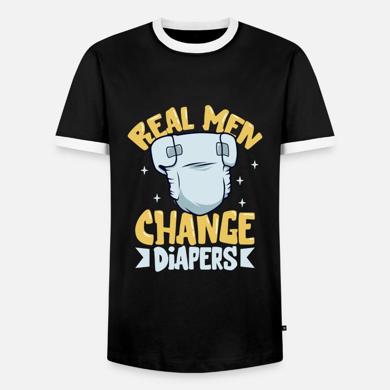 Echte Männen wechseln Windeln - Männer Kontrast-T-Shirt - Schwarz/Weiß