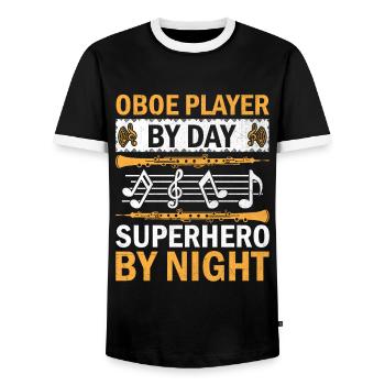 Oboe Player Oboe Basoonist Marching Band Instrumen - Men's Ringer Shirt - black/white - Front - AI Model Female 172 light (172cm) & AI Model Male 178 light (178cm)