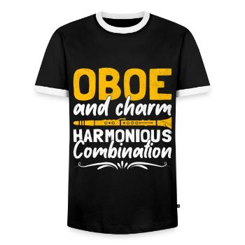 Oboe Player Oboe Basoonist Marching Band Instrumen - Men's Ringer Shirt - black/white - Front - AI Model Female 172 light (172cm) & AI Model Male 178 light (178cm)