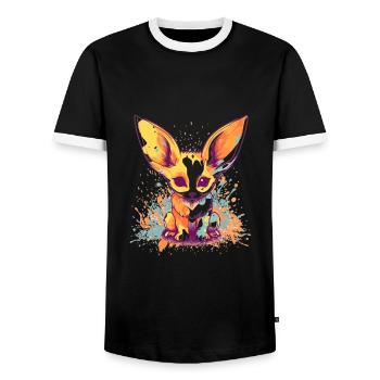 Cute Anime Style Fox Kawaii - Men's Ringer Shirt - black/white - Front - AI Model Female 172 light (172cm) & AI Model Male 178 light (178cm)