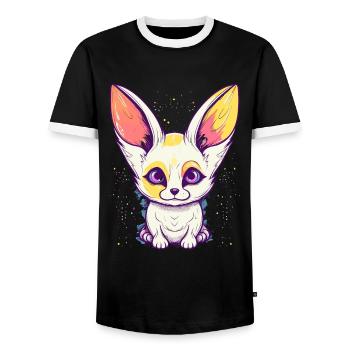 Cute Anime Style Fox Kawaii - Men's Ringer Shirt - black/white - Front - AI Model Female 172 light (172cm) & AI Model Male 178 light (178cm)