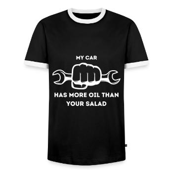 Mechaniker lustige Sprüche - Männer Kontrast-T-Shirt - Schwarz/Weiß - Vorne - AI Model Female 172 light (172cm) & AI Model Male 178 light (178cm)