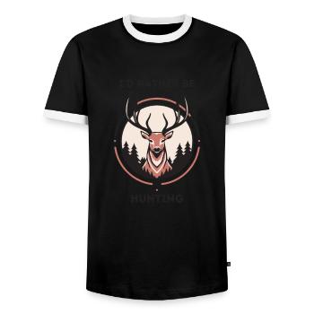 Chasse au cerf Chasse Unique - T-shirt contrasté Homme - noir/blanc - Devant - AI Model Female 172 light (172cm) & AI Model Male 178 light (178cm)