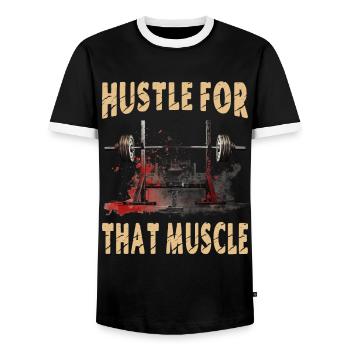 Se démener pour ce muscle - T-shirt contrasté Homme - noir/blanc - Devant - AI Model Female 172 light (172cm) & AI Model Male 178 light (178cm)