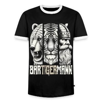 Bärtigermann Bär Tiger Mann Geschenk Bart - Männer Kontrast-T-Shirt - Schwarz/Weiß - Vorne - AI Model Female 172 light (172cm) & AI Model Male 178 light (178cm)