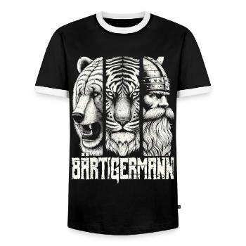 Bärtigermann Bär Tiger Mann Geschenk Bart - Männer Kontrast-T-Shirt - Schwarz/Weiß - Vorne - AI Model Female 172 light (172cm) & AI Model Male 178 light (178cm)