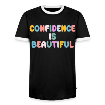 Soyez vous-même ! Confiance en soi, pensée positive, motivation - T-shirt contrasté Homme - noir/blanc - Devant - AI Model Female 172 light (172cm) & AI Model Male 178 light (178cm)
