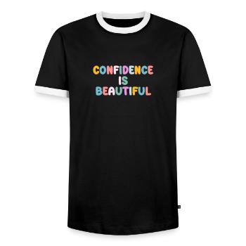 Be you! Self-confidence, positive thinking Motivation - Men's Ringer Shirt - black/white - Front - AI Model Female 172 light (172cm) & AI Model Male 178 light (178cm)