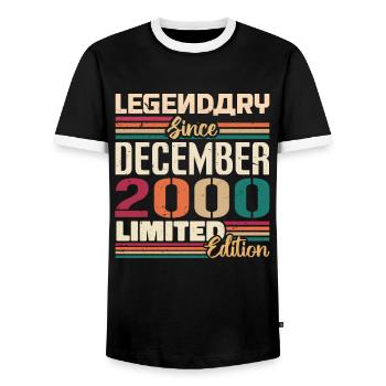 Legendary since December 2000 Vintage December 2000 - Men's Ringer Shirt - black/white - Front - AI Model Female 172 light (172cm) & AI Model Male 178 light (178cm)