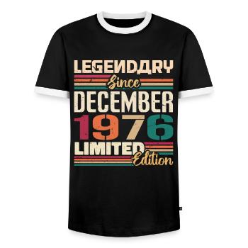 Légendaire depuis décembre 1976 Millésime décembre 1976 - T-shirt contrasté Homme - noir/blanc - Devant - AI Model Female 172 light (172cm) & AI Model Male 178 light (178cm)