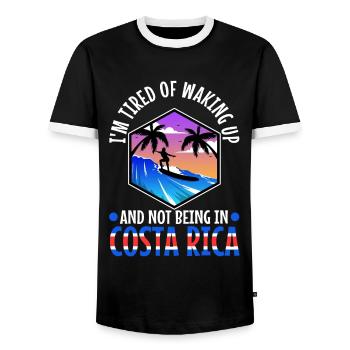 Je suis fatigué de me réveiller et de ne pas être au Costa Rica - T-shirt contrasté Homme - noir/blanc - Devant - AI Model Female 172 light (172cm) & AI Model Male 178 light (178cm)