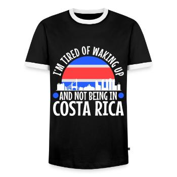 Je suis fatigué de me réveiller et de ne pas être au Costa Rica - T-shirt contrasté Homme - noir/blanc - Devant - AI Model Female 172 light (172cm) & AI Model Male 178 light (178cm)