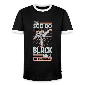 Black Belt in Training - Tang so Do - Men's Ringer Shirt - black/white - Front - AI Model Female 172 light (172cm) & AI Model Male 178 light (178cm)