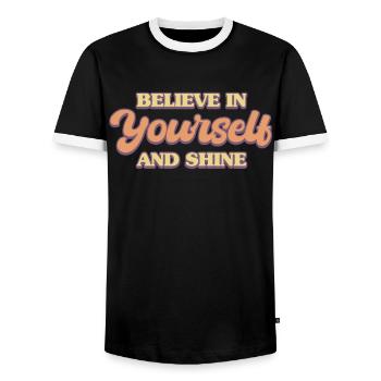 Soyez vous-même ! Confiance en soi, pensée positive, motivation - T-shirt contrasté Homme - noir/blanc - Devant - AI Model Female 172 light (172cm) & AI Model Male 178 light (178cm)