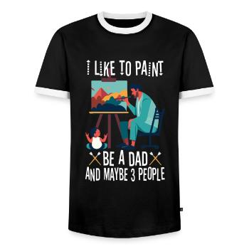 I like to paint be a Dad and maybe 3 people - Männer Kontrast-T-Shirt - Schwarz/Weiß - Vorne - AI Model Female 172 light (172cm) & AI Model Male 178 light (178cm)