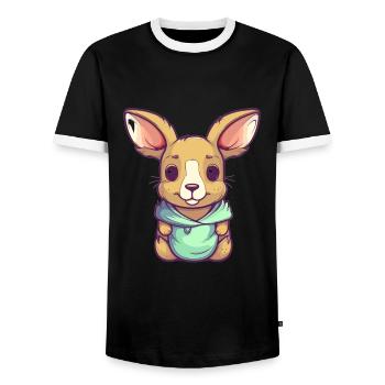 Cute Anime Style Kangaroo Kawaii - Men's Ringer Shirt - black/white - Front - AI Model Female 172 light (172cm) & AI Model Male 178 light (178cm)