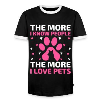 Pet Sitter Pet Sitting Dog and Cat Sitters Dog Wal - Men's Ringer Shirt - black/white - Front - AI Model Female 172 light (172cm) & AI Model Male 178 light (178cm)