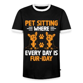Tiersitter Haustiersitter Hund und Katzensitter Hund Wal - Männer Kontrast-T-Shirt - Schwarz/Weiß - Vorne - AI Model Female 172 light (172cm) & AI Model Male 178 light (178cm)