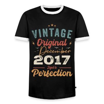 Vintage Geburtstag - Dezember 2017 - Geschenkidee - Männer Kontrast-T-Shirt - Schwarz/Weiß - Vorne - AI Model Female 172 light (172cm) & AI Model Male 178 light (178cm)