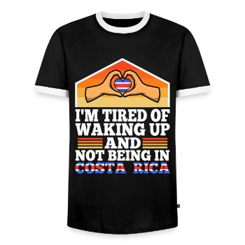 Je suis fatigué de me réveiller et de ne pas être au Costa Rica - T-shirt contrasté Homme - noir/blanc - Devant - AI Model Female 172 light (172cm) & AI Model Male 178 light (178cm)