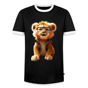 Lion avec des lunettes de soleil Les Lions sauvages aiment le Lion mignon - T-shirt contrasté Homme - noir/blanc - Devant - AI Model Female 172 light (172cm) & AI Model Male 178 light (178cm)