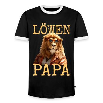 Lion Papa Papa Papa Fête des Pères Père Sauvage Lion - T-shirt contrasté Homme - noir/blanc - Devant - AI Model Female 172 light (172cm) & AI Model Male 178 light (178cm)
