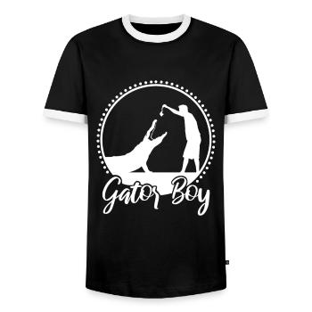Gator Boy - Men's Ringer Shirt - black/white - Front - AI Model Female 172 light (172cm) & AI Model Male 178 light (178cm)