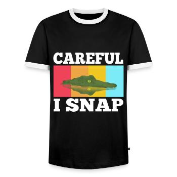 Attention je casse l’alligator - T-shirt contrasté Homme - noir/blanc - Devant - AI Model Female 172 light (172cm) & AI Model Male 178 light (178cm)