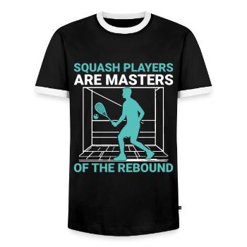 Squash Player Squash Tennis Player Raquetball Spor - Men's Ringer Shirt - black/white - Front - AI Model Female 172 light (172cm) & AI Model Male 178 light (178cm)