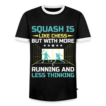 Squash Player Squash Tennis Player Raquetball Spor - Men's Ringer Shirt - black/white - Front - AI Model Female 172 light (172cm) & AI Model Male 178 light (178cm)
