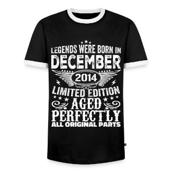 Décembre 2014 Anniversaire Décembre 2014 Décembre - T-shirt contrasté Homme - noir/blanc - Devant - AI Model Female 172 light (172cm) & AI Model Male 178 light (178cm)