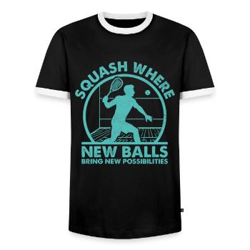 Joueur de squash Joueur de squash Joueur de tennis Raquetball Spor - T-shirt contrasté Homme - noir/blanc - Devant - AI Model Female 172 light (172cm) & AI Model Male 178 light (178cm)