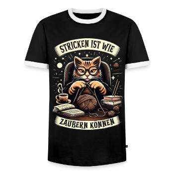 Stricken Strickerin Geschenk Wolle Geburtstag - Männer Kontrast-T-Shirt - Schwarz/Weiß - Vorne - AI Model Female 172 light (172cm) & AI Model Male 178 light (178cm)