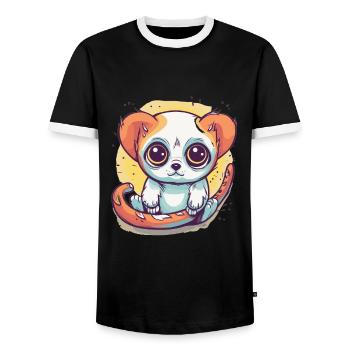 Mignon Anime Style Lent Loris Kawaii - T-shirt contrasté Homme - noir/blanc - Devant - AI Model Female 172 light (172cm) & AI Model Male 178 light (178cm)