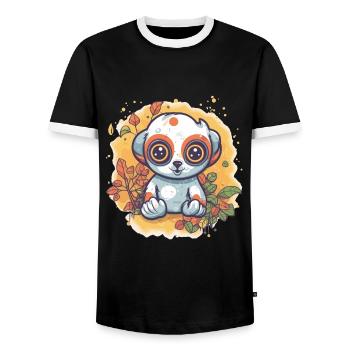 Mignon Anime Style Lent Loris Kawaii - T-shirt contrasté Homme - noir/blanc - Devant - AI Model Female 172 light (172cm) & AI Model Male 178 light (178cm)