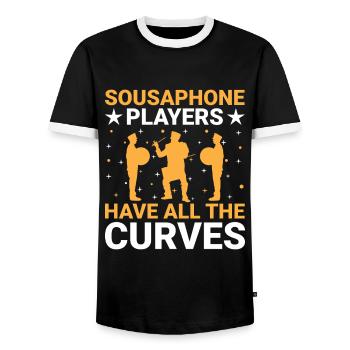Marching Band Sayings Funny Marching Instruments - Men's Ringer Shirt - black/white - Front - AI Model Female 172 light (172cm) & AI Model Male 178 light (178cm)