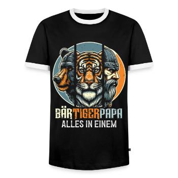 Bärtigerpapa Bär Tiger Mann Geschenk Bart Sprüche - Männer Kontrast-T-Shirt - Schwarz/Weiß - Vorne - AI Model Female 172 light (172cm) & AI Model Male 178 light (178cm)