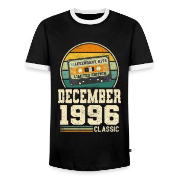 27th Birthday December Vintage 1996 Vintage - Men's Ringer Shirt - black/white - Front - AI Model Female 172 light (172cm) & AI Model Male 178 light (178cm)