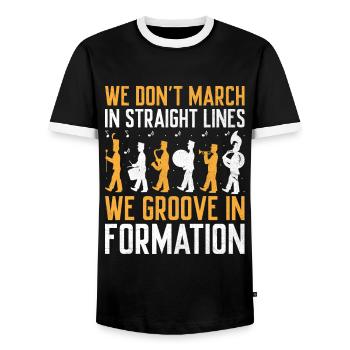 Marching Band Sayings Funny Marching Instruments - Men's Ringer Shirt - black/white - Front - AI Model Female 172 light (172cm) & AI Model Male 178 light (178cm)